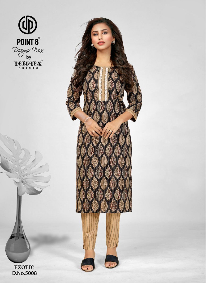 Exotic Vol 5 By Deeptex 5001 To 5008 Kurti With Bottom Wholesale Market In Surat
